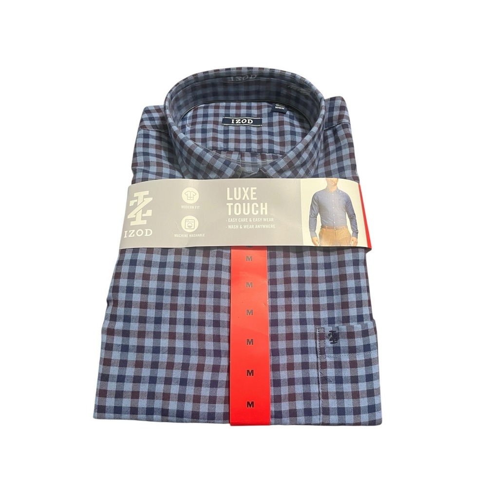 Izod Luxe Touch‎ Blue Button-Up Collared Shirt Men's M